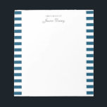 Pastel Elegant Classic Script Great Ideas Homme Notepad<br><div class="desc">Personalised classic elegant girly pastel aesthetic notepad for him or her. With a saying "Great ideas of". Classicnavy blue-coloured stripes pattern on a white,  trendy useful notepad.</div>