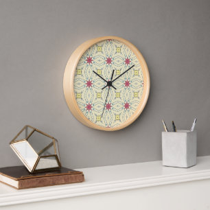 Pastel Elegant Retro Geometric Pattern Clock