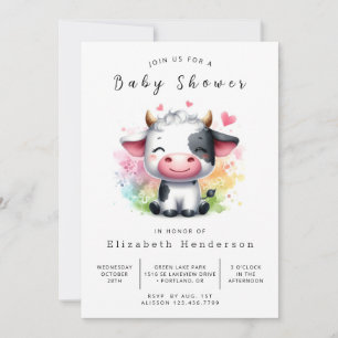 Pastel Elegant Simple Cow Baby Shower Invitation