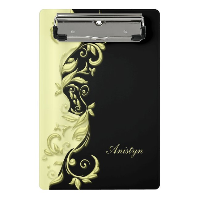 Pastel Elegant Yellow Ornate Design Mini Clipboard (Front)