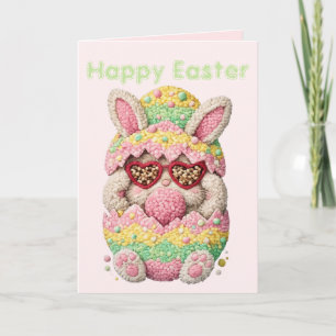 Pastel Embroidered Bunny Easter personalised Card