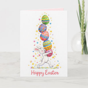 Pastel Embroidered Bunny Easter personalised Card