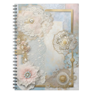 pastel en fleurs et décoration baroque girly notebook