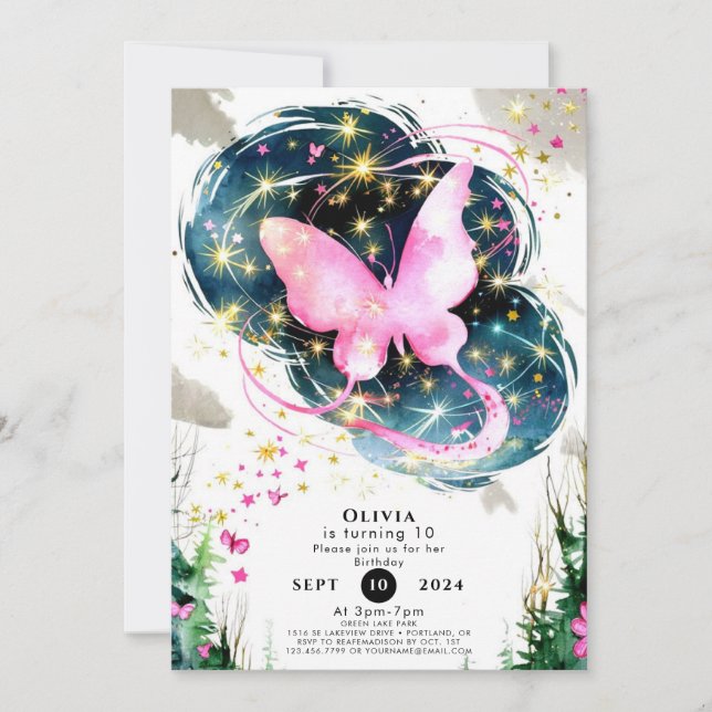 Pastel Enchanted Butterfly Birthday Invitation (Front)