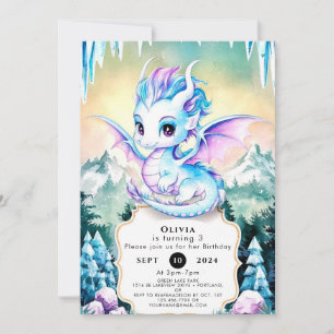 Pastel Enchanted Dragon Birthday Invitation