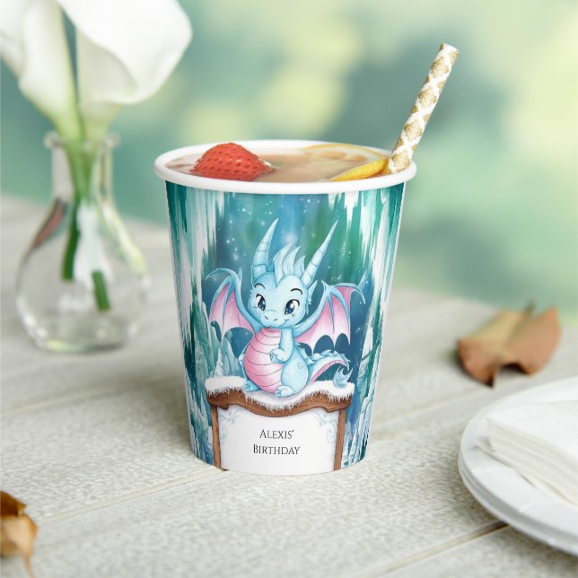 Pastel Enchanted Dragon Birthday Paper Cups (Insitu)