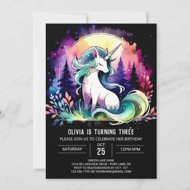 Pastel Enchanted Horse Birthday Invitation (Front)