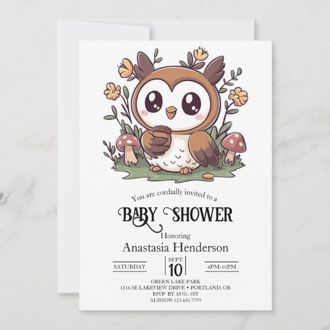 Pastel Enchanted Owl Baby Shower Invitation (Front)