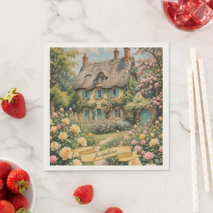 Pastel English Cottage in the Countryside Napkin