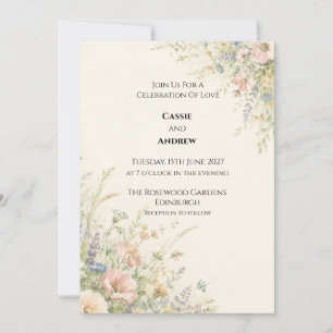 Pastel English Garden Wildflower Wedding Invitation