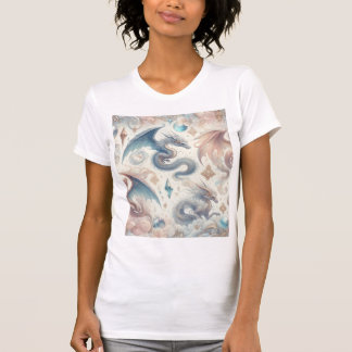 Pastel Ether Dragons & Star Crystals – Fantasy Art T-Shirt
