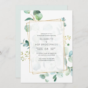 Pastel Eucalyptus Geometric Bridesmaids Luncheon Invitation