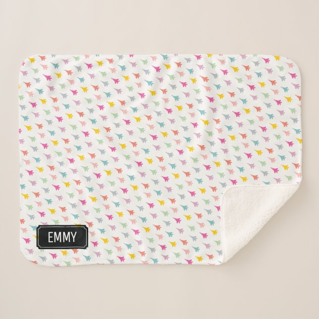 Pastel F-15E Strike Eagle Fighter Jet Custom Sherpa Blanket (Front (Horizontal))