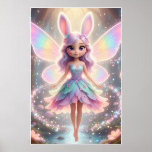 Pastel Fairy Bunny – Magical Fantasy Poster Art