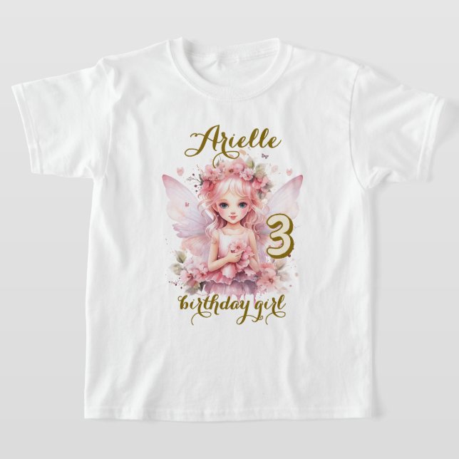 Pastel Fairy floral garden tea party birthday T-Shirt (Laydown)