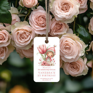 Pastel Fairy Girl Blush Floral Birthday Favor Tags