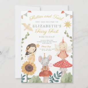 Pastel Fairy Mushroom Woodland First Birthday Invitation