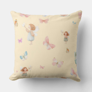 Pastel Fairy Pattern Cute Butterfly Nursery Design Cushion