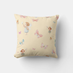 Pastel Fairy Pattern Cute Butterfly Nursery Design Cushion