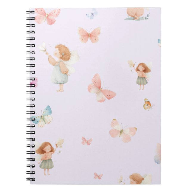 Pastel Fairy Pattern Cute Butterfly Nursery Design Notebook (Front)