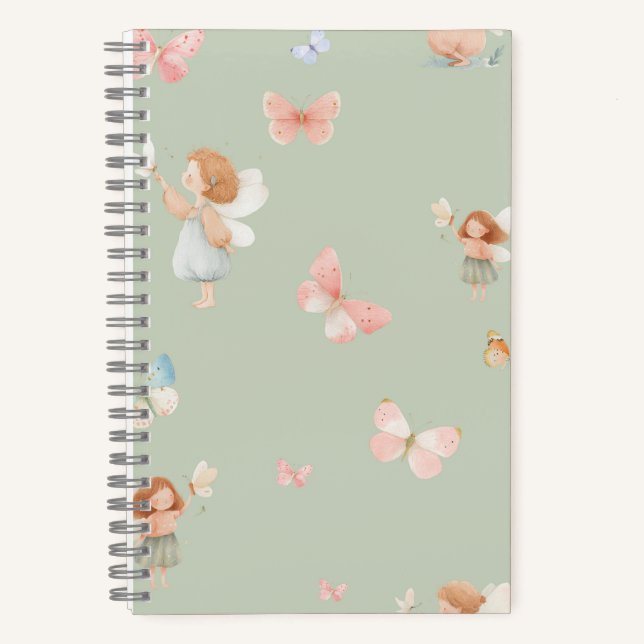 Pastel Fairy Pattern Cute Butterfly Nursery Design Notebook (Front)