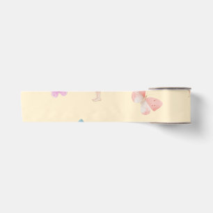 Pastel Fairy Pattern Cute Butterfly Nursery Design Satin Ribbon