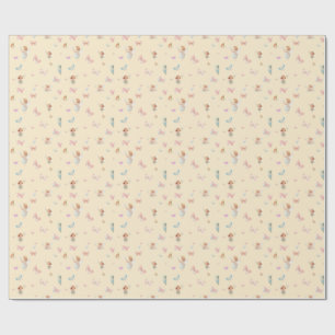 Pastel Fairy Pattern Cute Butterfly Nursery Design Wrapping Paper