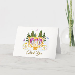 Pastel Fairytale Princess Carriage Baby Shower Thank You Card