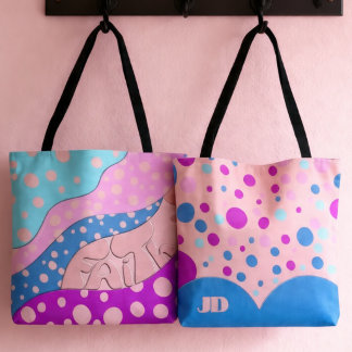 Pastel Faith Lettering Polka Dot Tote Bag