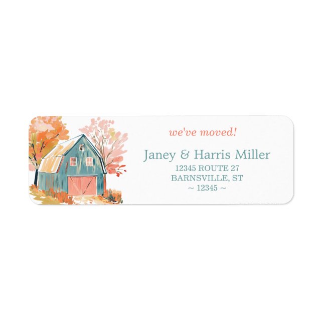 Pastel Fall Barn Return Address Label (Front)