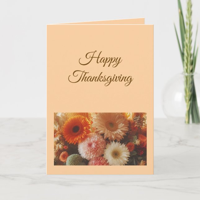 Pastel Fall Flowers Thanksgiving Card (Front)