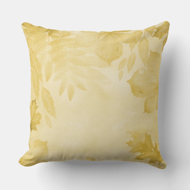 PASTEL FALL YELLOW LEAVES CUSHION (Front)