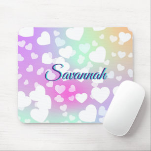 Pastel Falling Hearts Personalised    Mouse Pad
