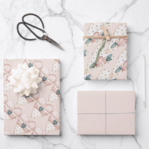 Pastel Fancy Hearts Valentines Wrapping Paper Sheet