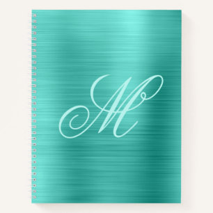 Pastel Fancy Monogram Turquoise Foil Notebook