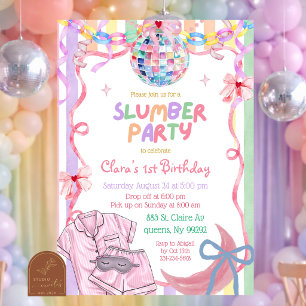Pastel Fancy Slumber Party birthday Invitation