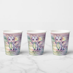 Pastel Fantasy Dragon Baby Shower Paper Cups