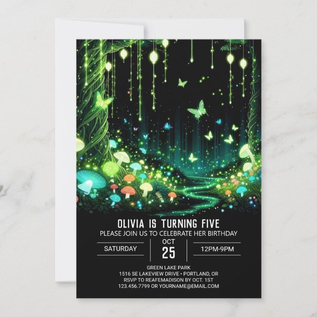 Pastel Fantasy Woodland Digital Birthday Invitation (Front)