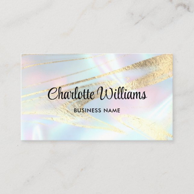 Pastel Faux Holographic Elegant Pastel Opal Business Card (Front)
