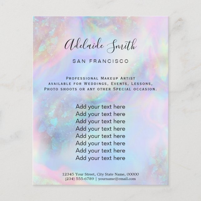 pastel FAUX holographic opal inspired background Flyer (Front)