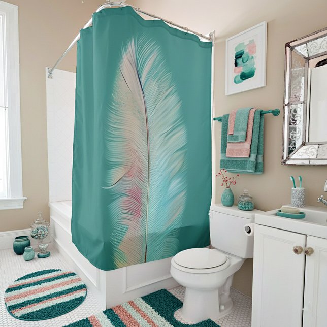 Pastel feather minimalist art shower curtain (Creator Uploaded)