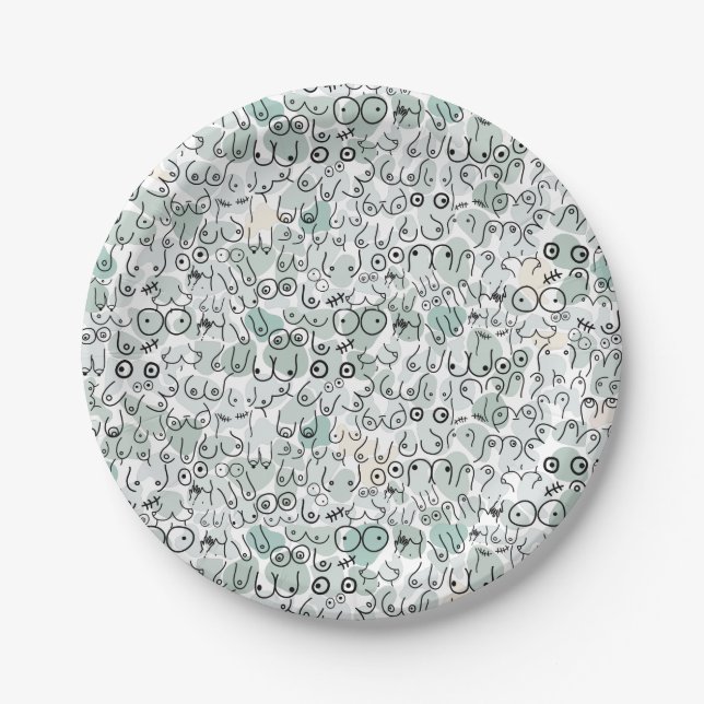pastel feminist breast paper plate (Front)