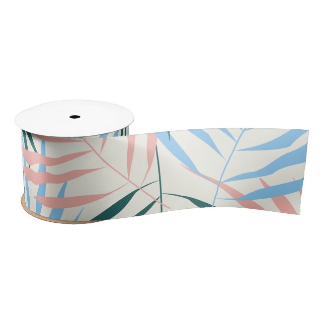 Pastel Fern Pattern Satin Ribbon (Spool)