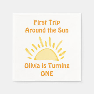 pastel First Trip Around the Sun Birthday Party Napkin