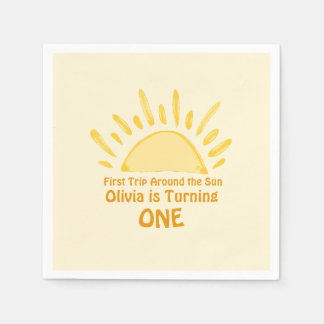 pastel First Trip Around the Sun Birthday Party Napkin