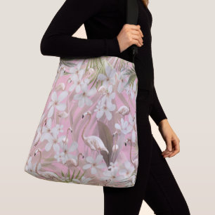 Pastel Flamingo Jungle Love #2 #tropical #wall Crossbody Bag