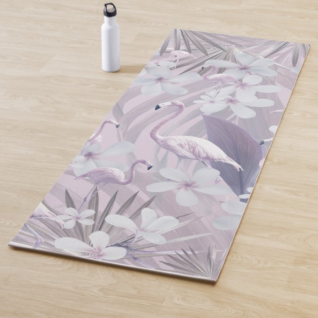 Pastel Flamingo Jungle Love 4 #art #tropical Yoga Mat (In Situ)