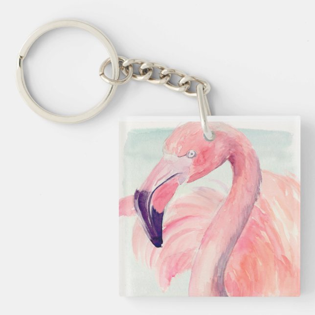 Pastel Flamingo Key Ring (Front)