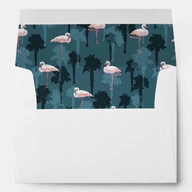 Pastel Flamingos On Teal Envelopes (Back (Bottom))