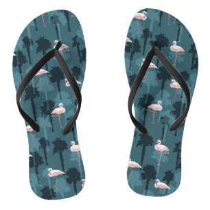 Pastel Flamingos On Teal Jandals